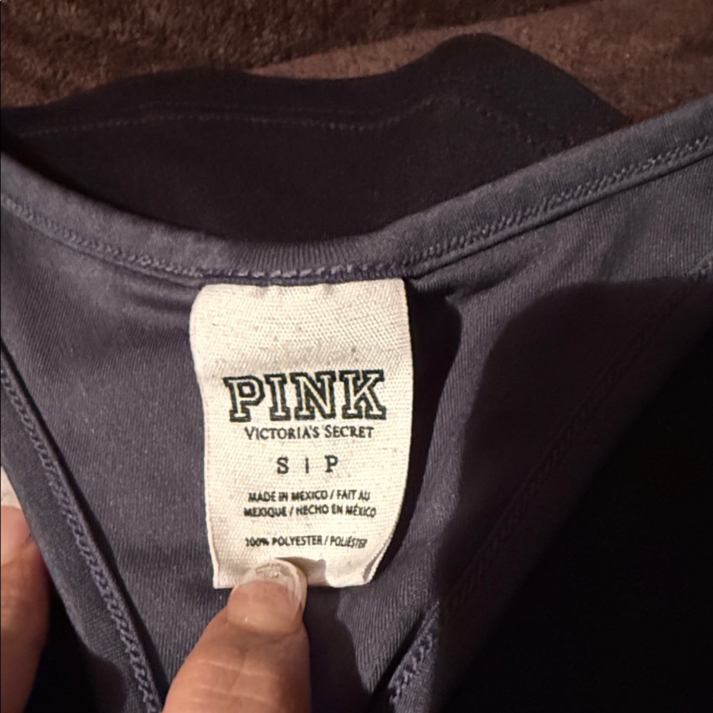 PINK Victoria's Secret Two-Tone Racerback Muscle Tee in Navy and Slate - Picture 4 of 4